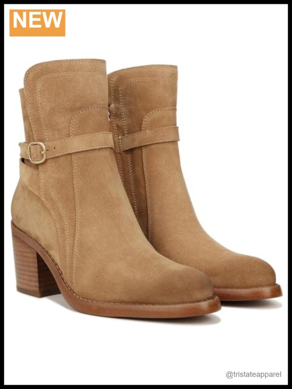 Sam Edelman Simona Ankle Bootie Block Heel Leather Zip Almond Toe
